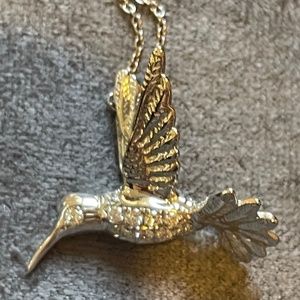 Hummingbird Pendant Necklace, 16-18" 18K gold